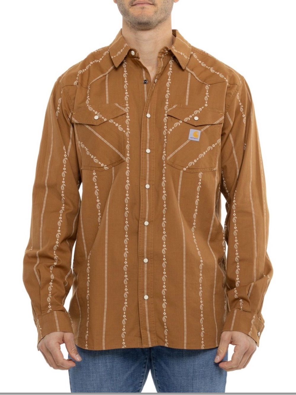 Carhartt Tan Western-Style Long-Sleeve Button-Down Shirt